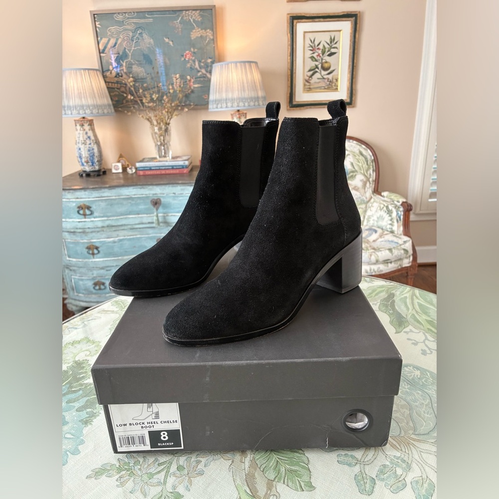 Banana Republic Black Suede Chelsea Ankle Boots
